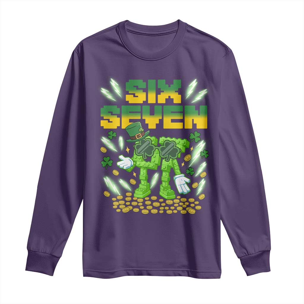 67 Italian Brainrot St Patricks Day Long Sleeve Shirt Funny Six Seven Leprechaun Playing Baseball Meme