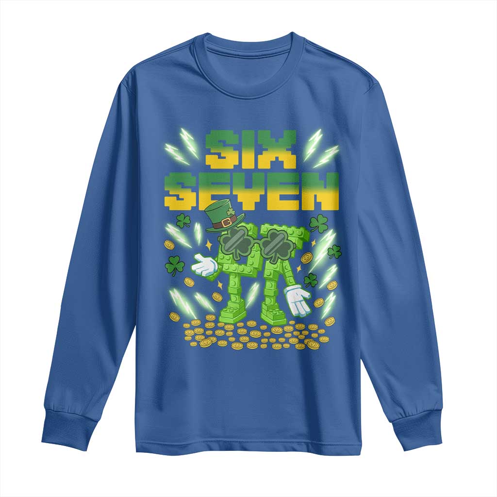 67 Italian Brainrot St Patricks Day Long Sleeve Shirt Funny Six Seven Leprechaun Playing Baseball Meme