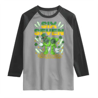 67 Italian Brainrot St Patricks Day Raglan Shirt Funny Six Seven Leprechaun Playing Baseball Meme