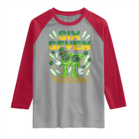 67 Italian Brainrot St Patricks Day Raglan Shirt Funny Six Seven Leprechaun Playing Baseball Meme