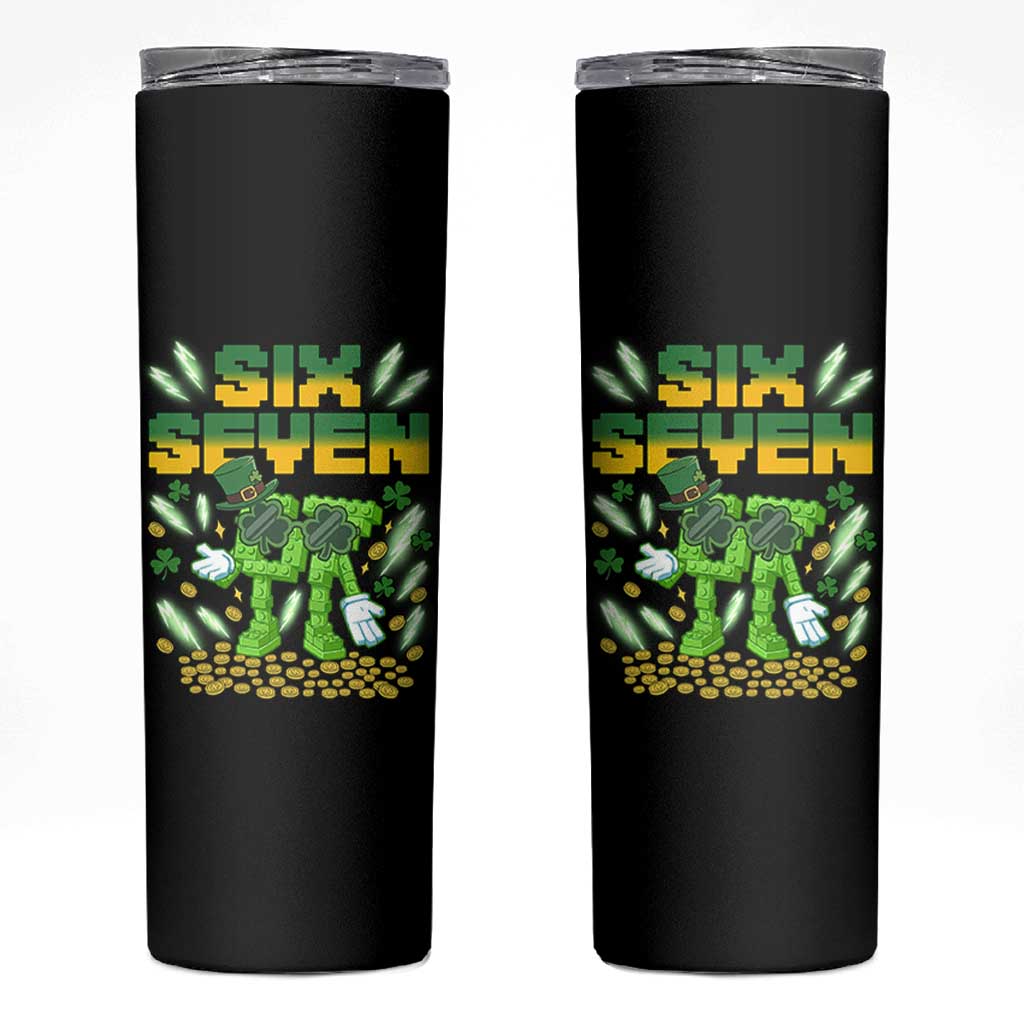 67 Italian Brainrot St Patricks Day Skinny Tumbler Funny Six Seven Leprechaun Playing Baseball Meme
