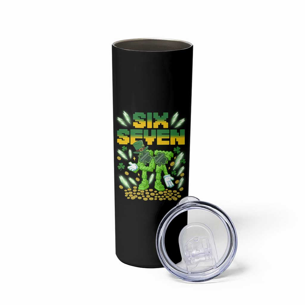 67 Italian Brainrot St Patricks Day Skinny Tumbler Funny Six Seven Leprechaun Playing Baseball Meme
