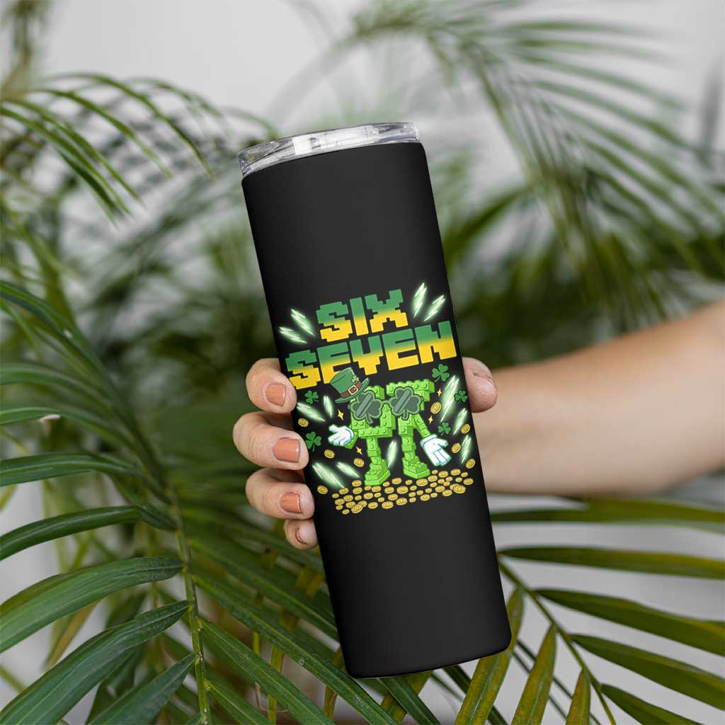 67 Italian Brainrot St Patricks Day Skinny Tumbler Funny Six Seven Leprechaun Playing Baseball Meme