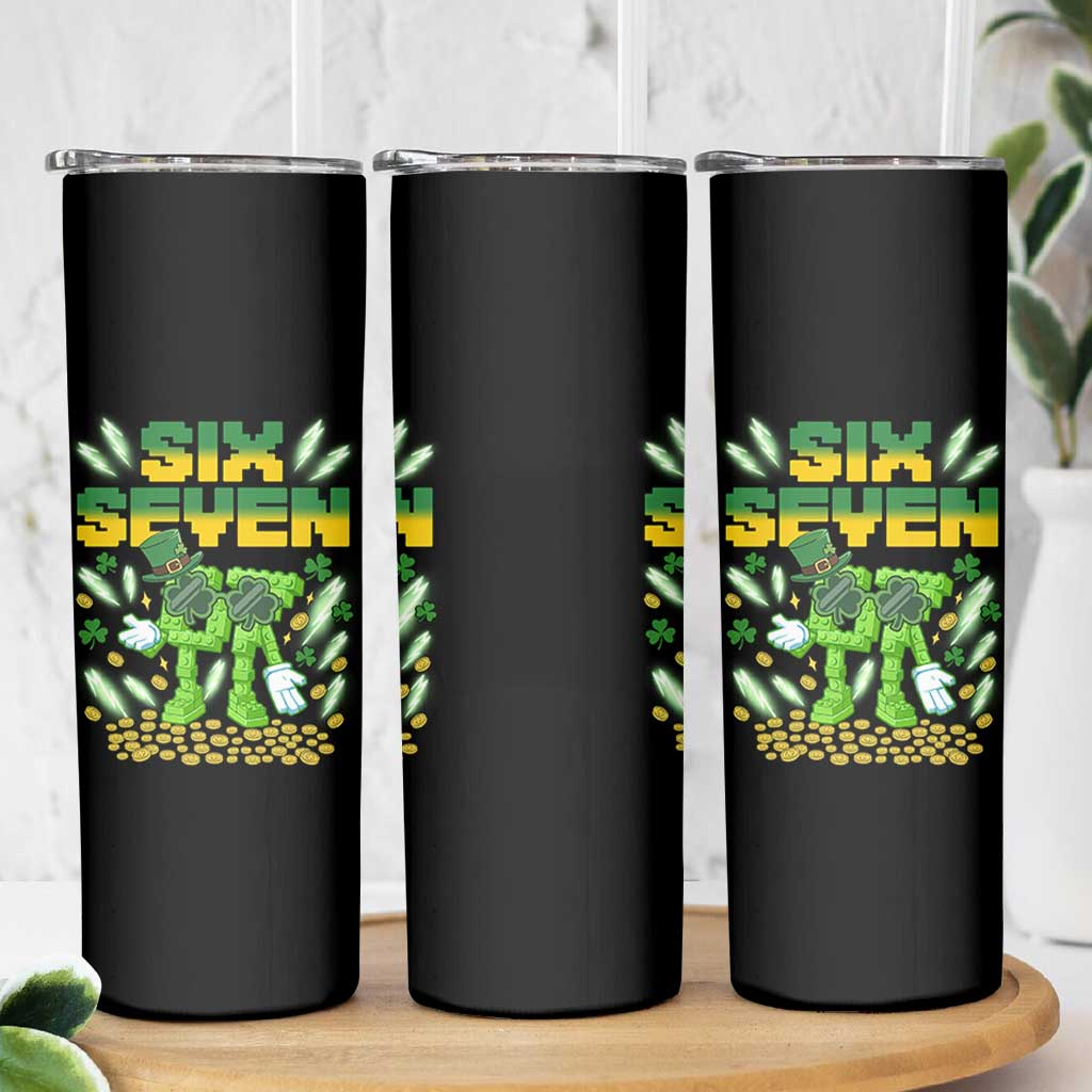 67 Italian Brainrot St Patricks Day Skinny Tumbler Funny Six Seven Leprechaun Playing Baseball Meme