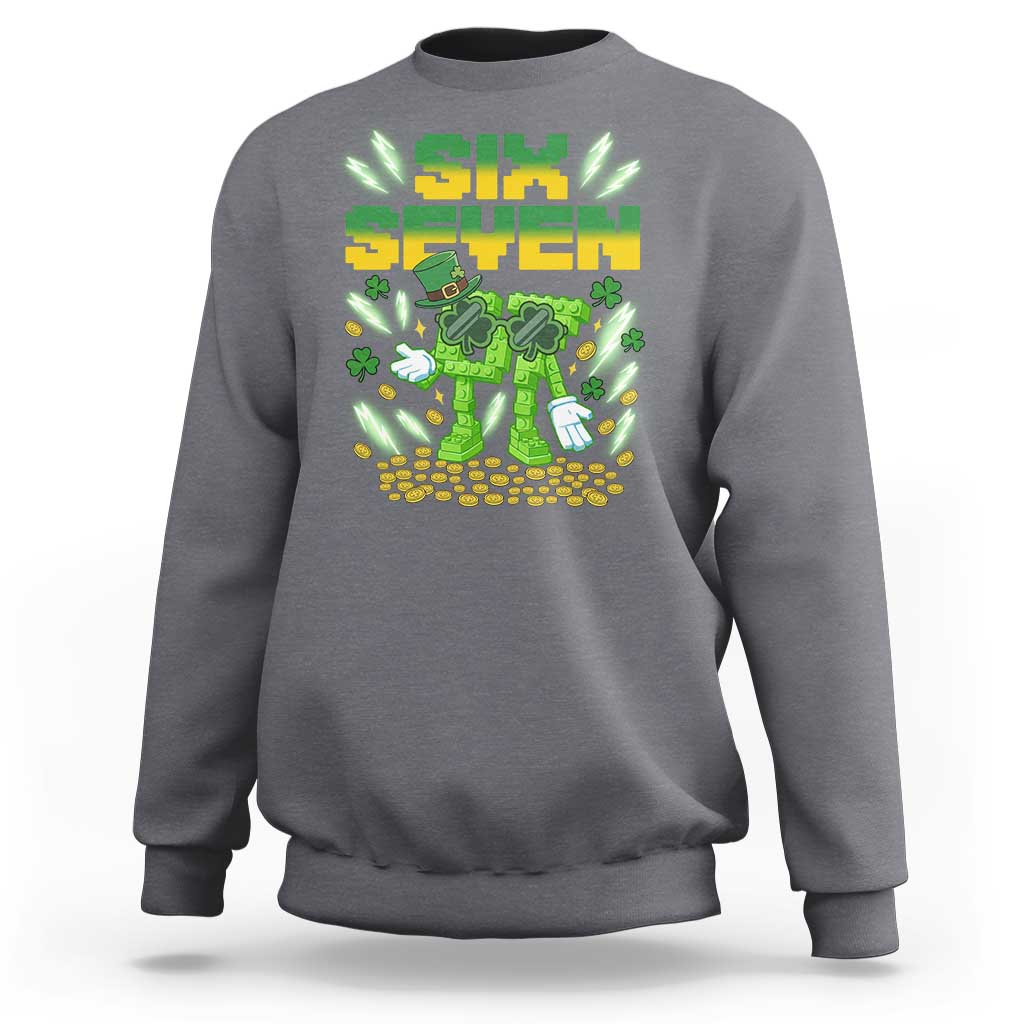 67 Italian Brainrot St Patricks Day Sweatshirt Funny Six Seven Leprechaun Playing Baseball Meme