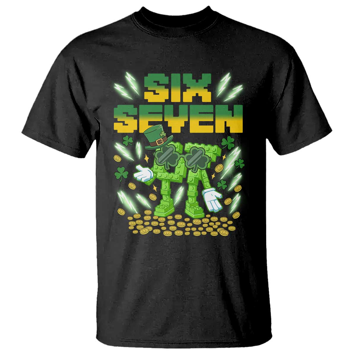 67 Italian Brainrot St Patricks Day T Shirt Funny Six Seven Leprechaun Playing Baseball Meme