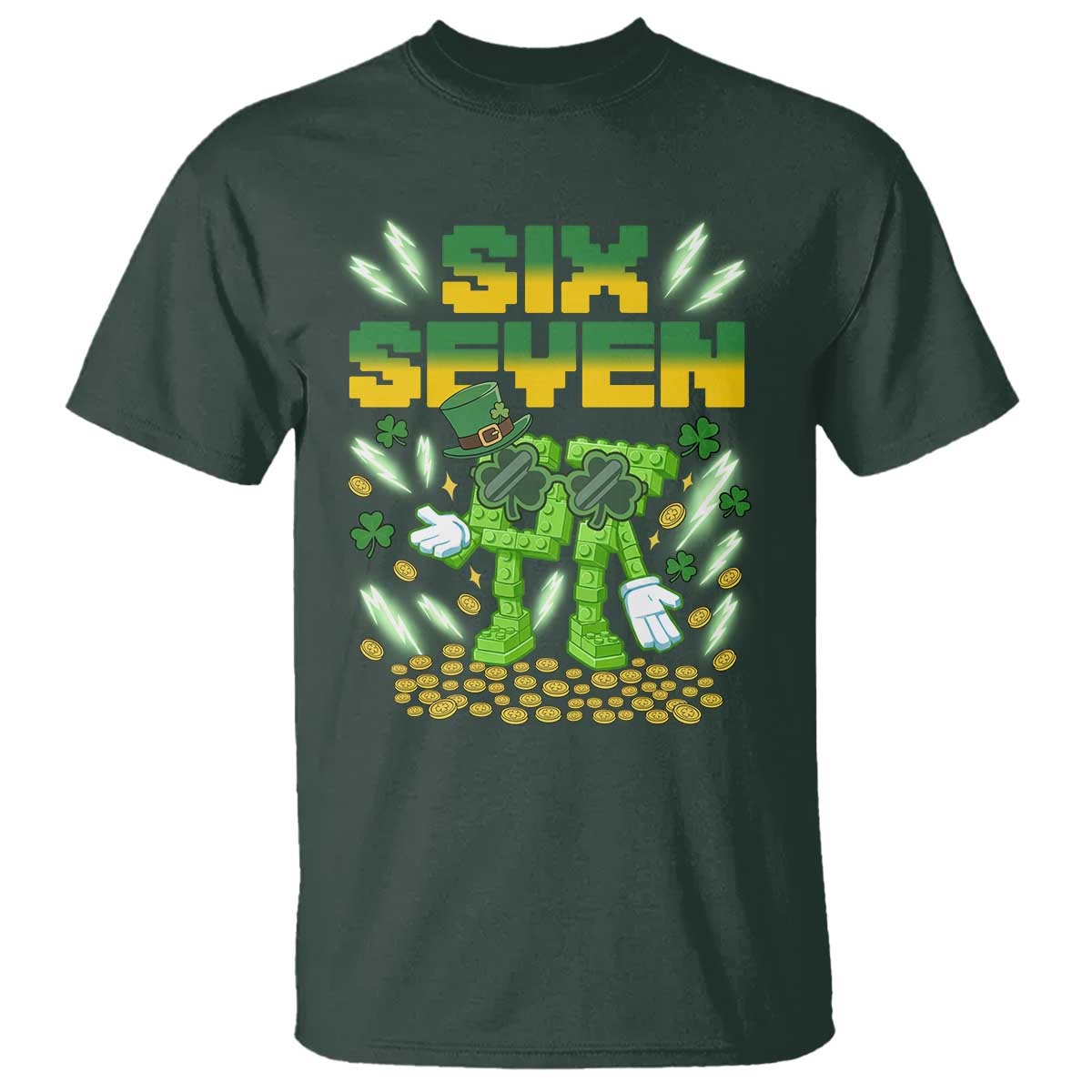 67 Italian Brainrot St Patricks Day T Shirt Funny Six Seven Leprechaun Playing Baseball Meme
