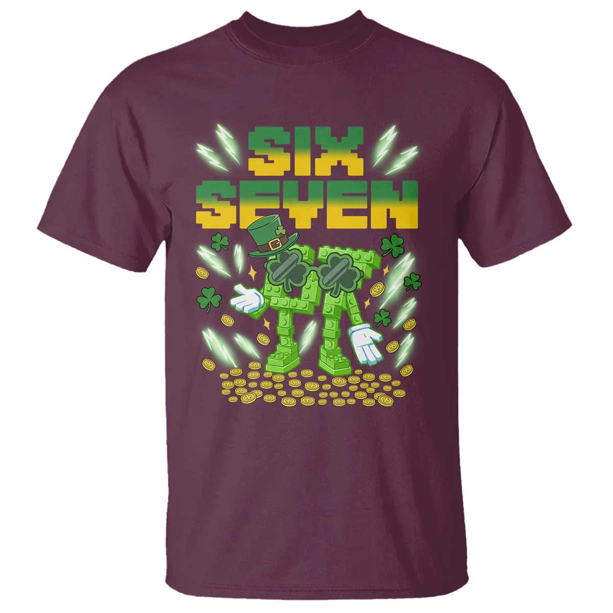 67 Italian Brainrot St Patricks Day T Shirt Funny Six Seven Leprechaun Playing Baseball Meme