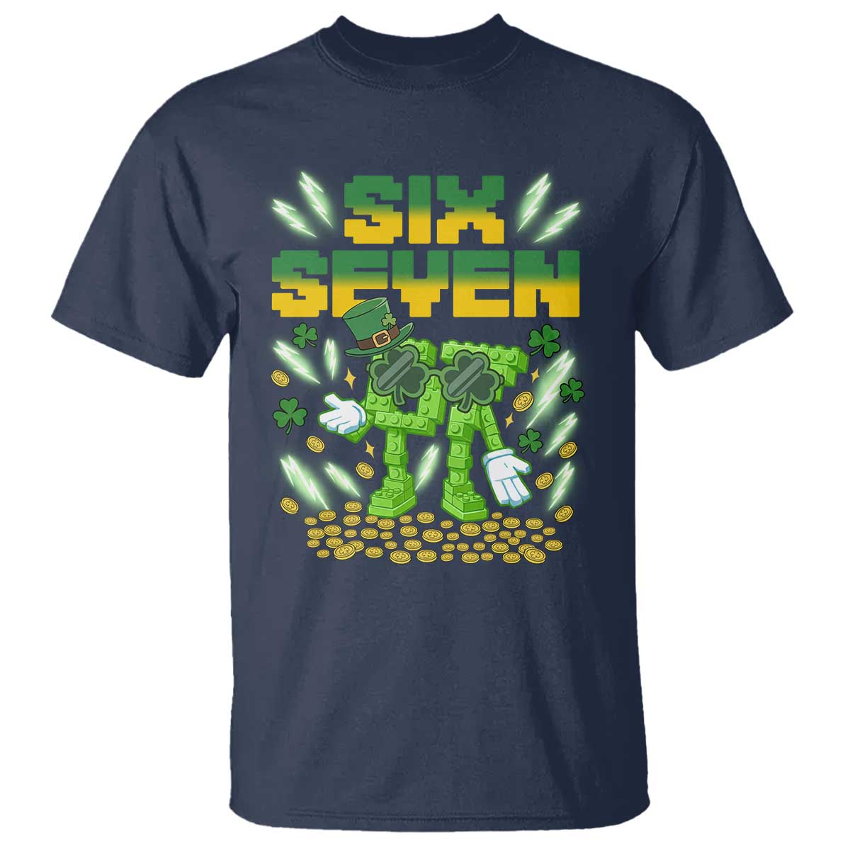 67 Italian Brainrot St Patricks Day T Shirt Funny Six Seven Leprechaun Playing Baseball Meme