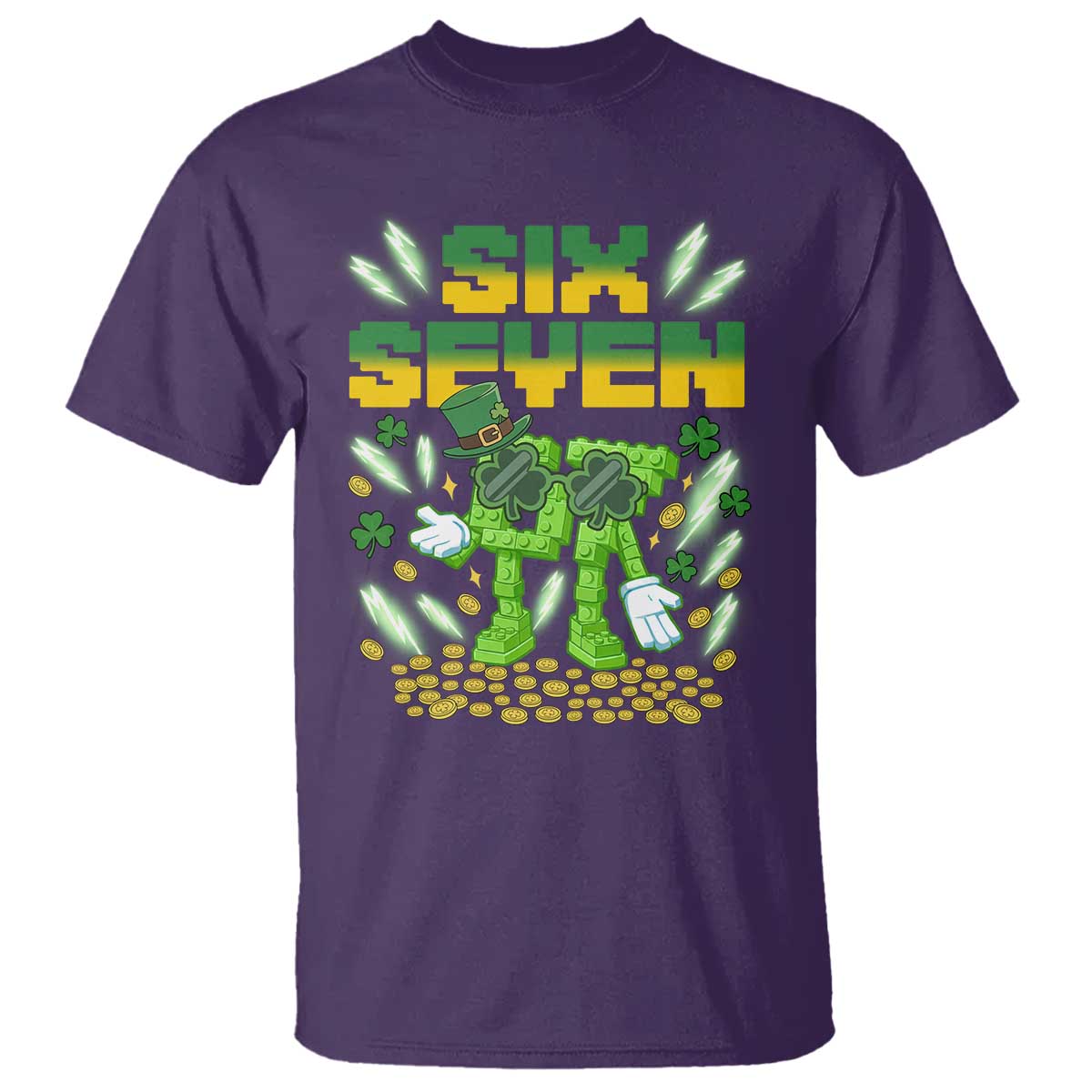 67 Italian Brainrot St Patricks Day T Shirt Funny Six Seven Leprechaun Playing Baseball Meme