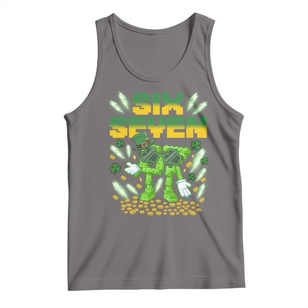 67 Italian Brainrot St Patricks Day Tank Top Funny Six Seven Leprechaun Playing Baseball Meme