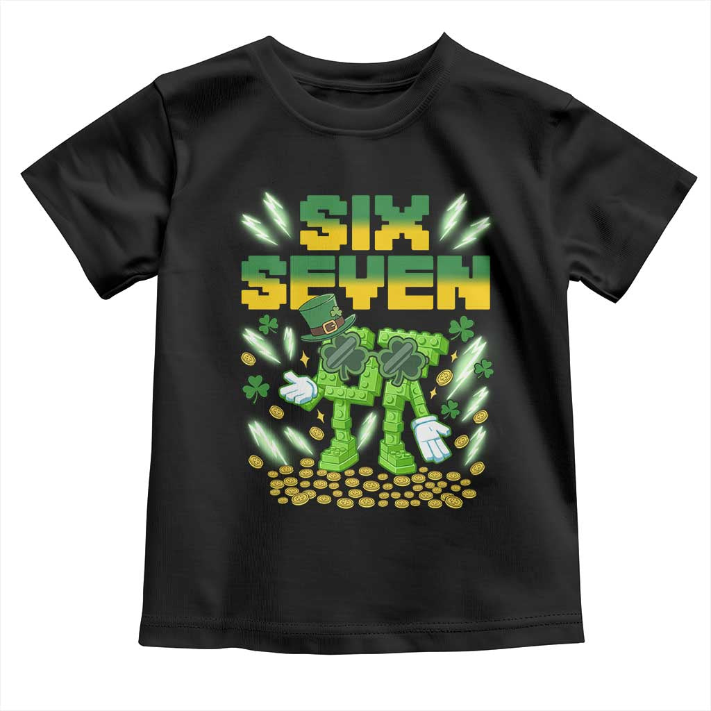 67 Italian Brainrot St Patricks Day Toddler T Shirt Funny Six Seven Leprechaun Playing Baseball Meme
