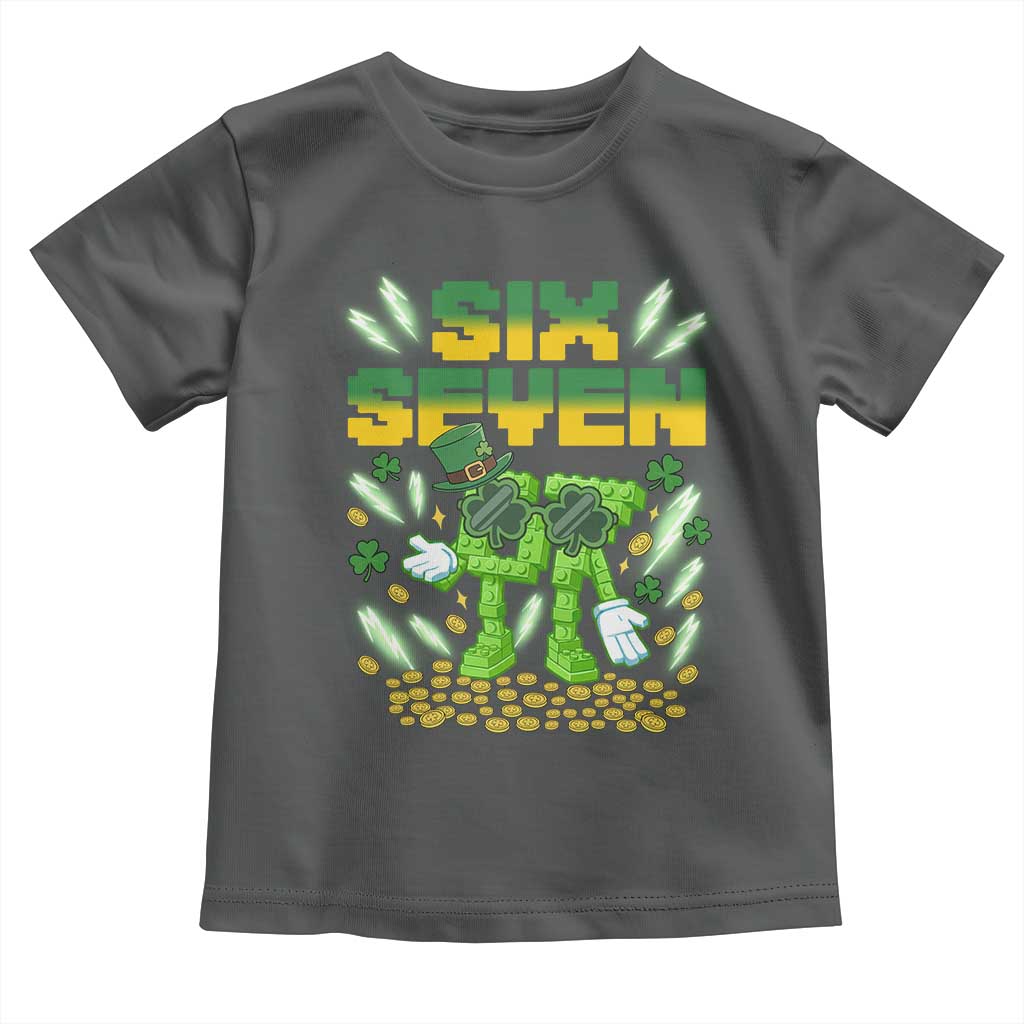 67 Italian Brainrot St Patricks Day Toddler T Shirt Funny Six Seven Leprechaun Playing Baseball Meme