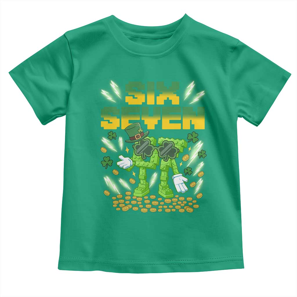 67 Italian Brainrot St Patricks Day Toddler T Shirt Funny Six Seven Leprechaun Playing Baseball Meme