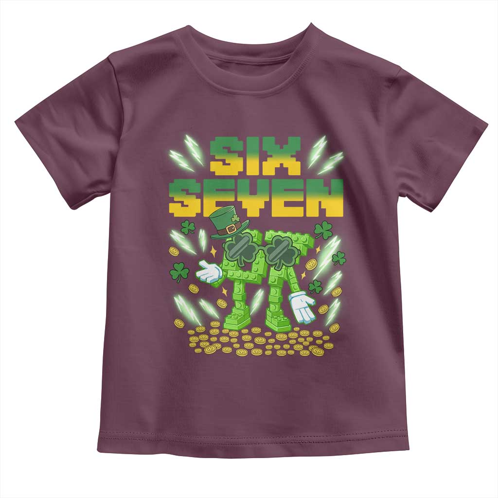 67 Italian Brainrot St Patricks Day Toddler T Shirt Funny Six Seven Leprechaun Playing Baseball Meme