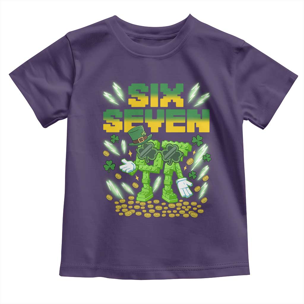 67 Italian Brainrot St Patricks Day Toddler T Shirt Funny Six Seven Leprechaun Playing Baseball Meme
