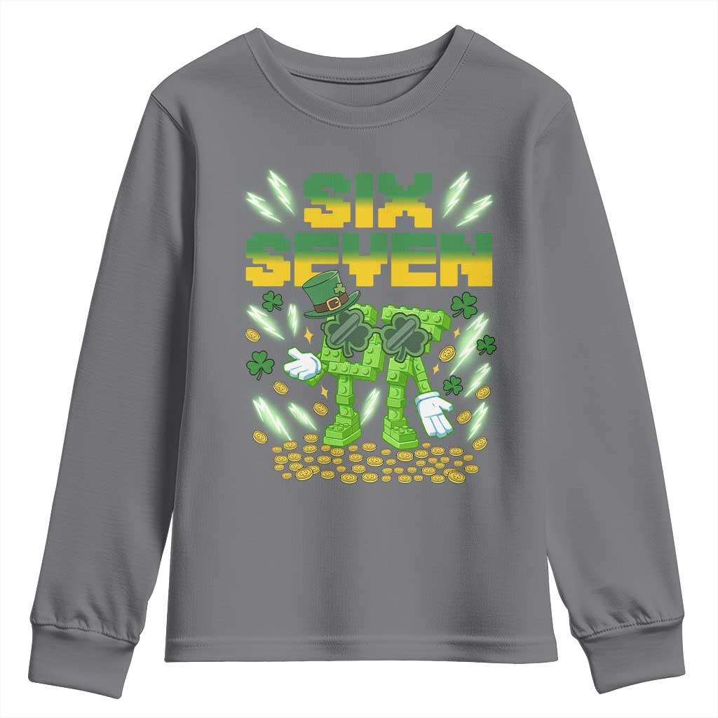 67 Italian Brainrot St Patricks Day Youth Sweatshirt Funny Six Seven Leprechaun Playing Baseball Meme