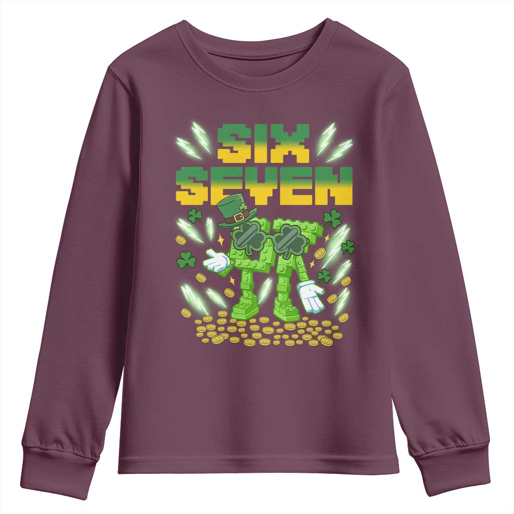 67 Italian Brainrot St Patricks Day Youth Sweatshirt Funny Six Seven Leprechaun Playing Baseball Meme