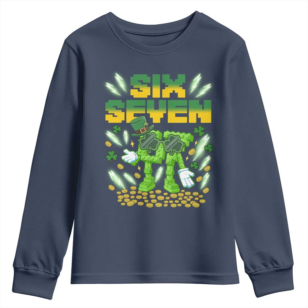67 Italian Brainrot St Patricks Day Youth Sweatshirt Funny Six Seven Leprechaun Playing Baseball Meme