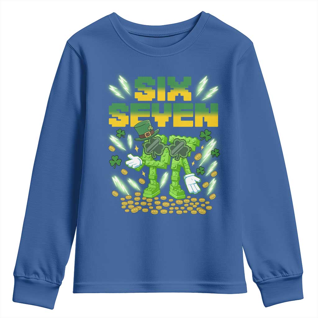 67 Italian Brainrot St Patricks Day Youth Sweatshirt Funny Six Seven Leprechaun Playing Baseball Meme