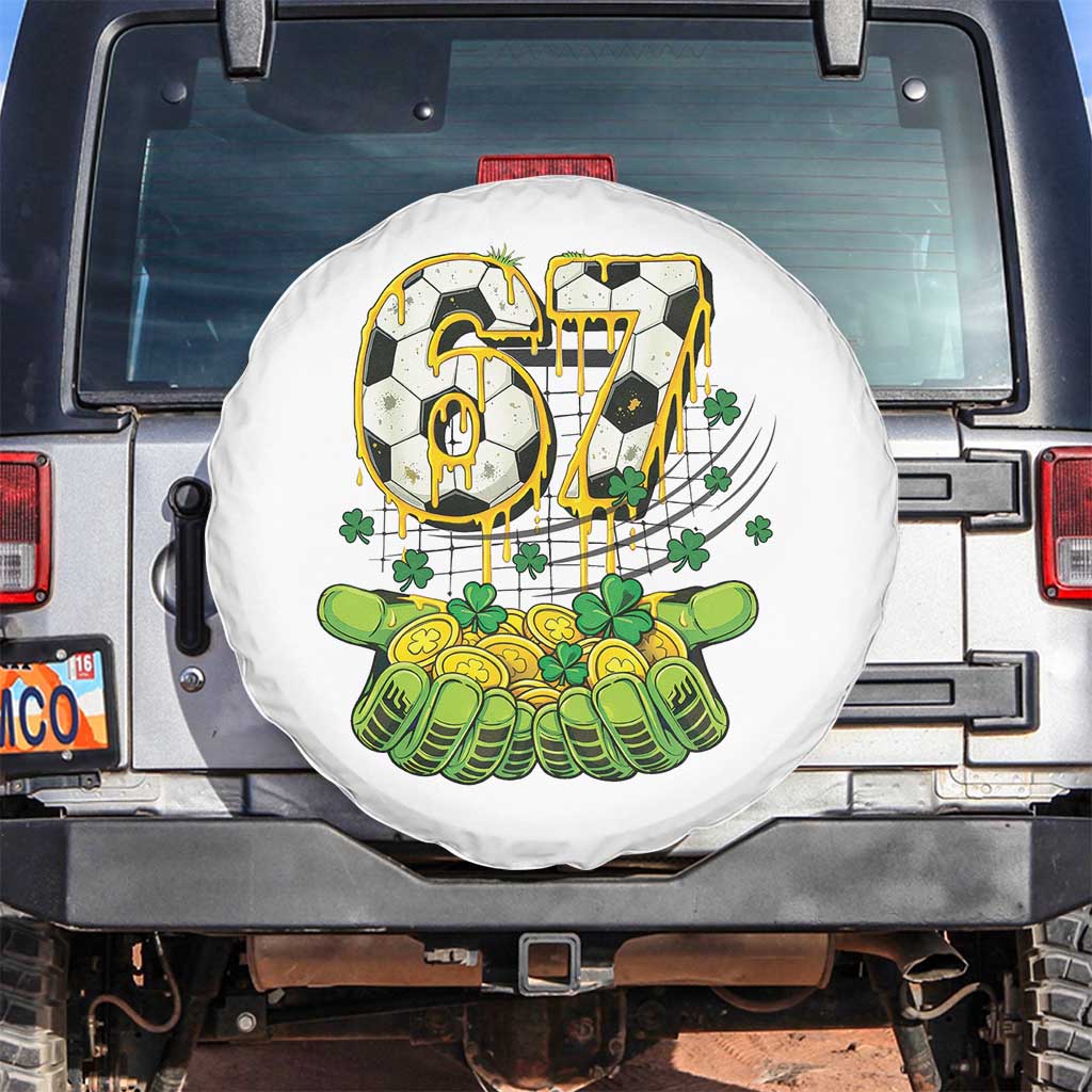 67 Soccer St Patricks Day Spare Tire Cover Funny Six Seven Gen Alpha Meme Drip