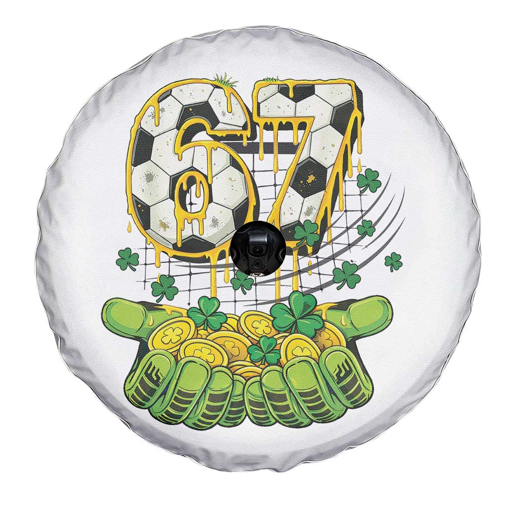 67 Soccer St Patricks Day Spare Tire Cover Funny Six Seven Gen Alpha Meme Drip