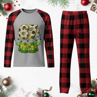 67 Soccer St Patricks Day Plaid Pajama Set Funny Six Seven Gen Alpha Meme Drip