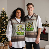 67 Soccer St Patricks Day V-Neck Knit Sweater Vest Funny Six Seven Gen Alpha Meme Drip