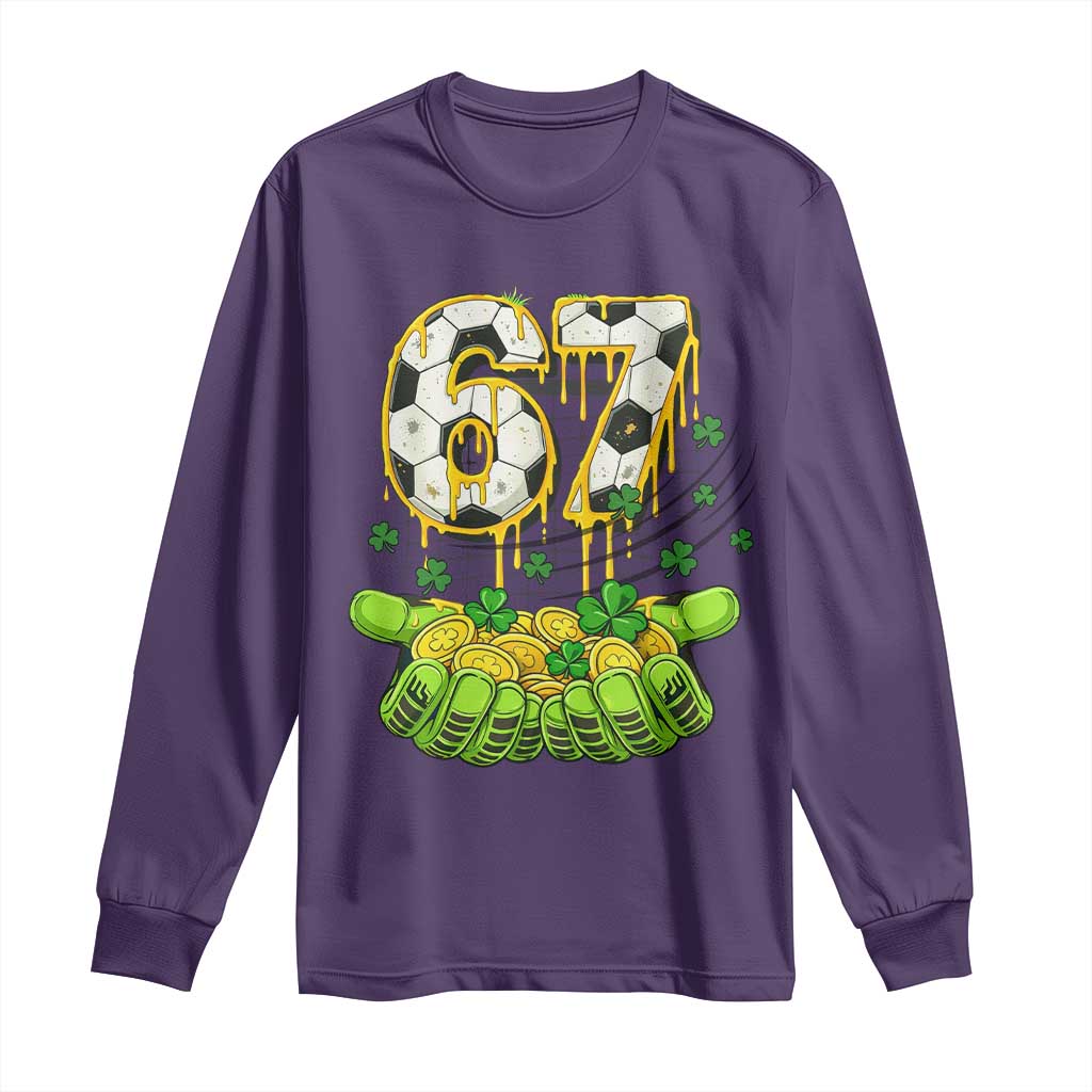 67 Soccer St Patricks Day Long Sleeve Shirt Funny Six Seven Gen Alpha Meme Drip