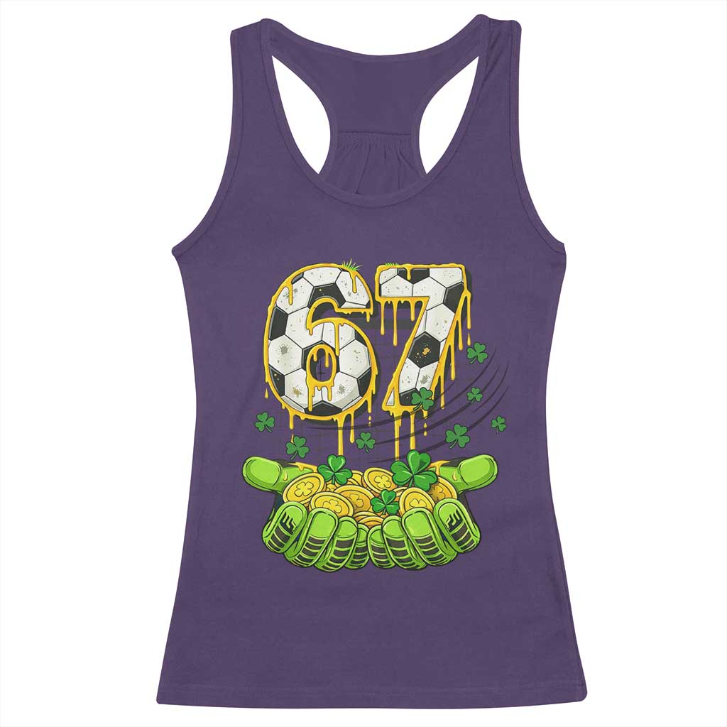67 Soccer St Patricks Day Racerback Tank Top Funny Six Seven Gen Alpha Meme Drip