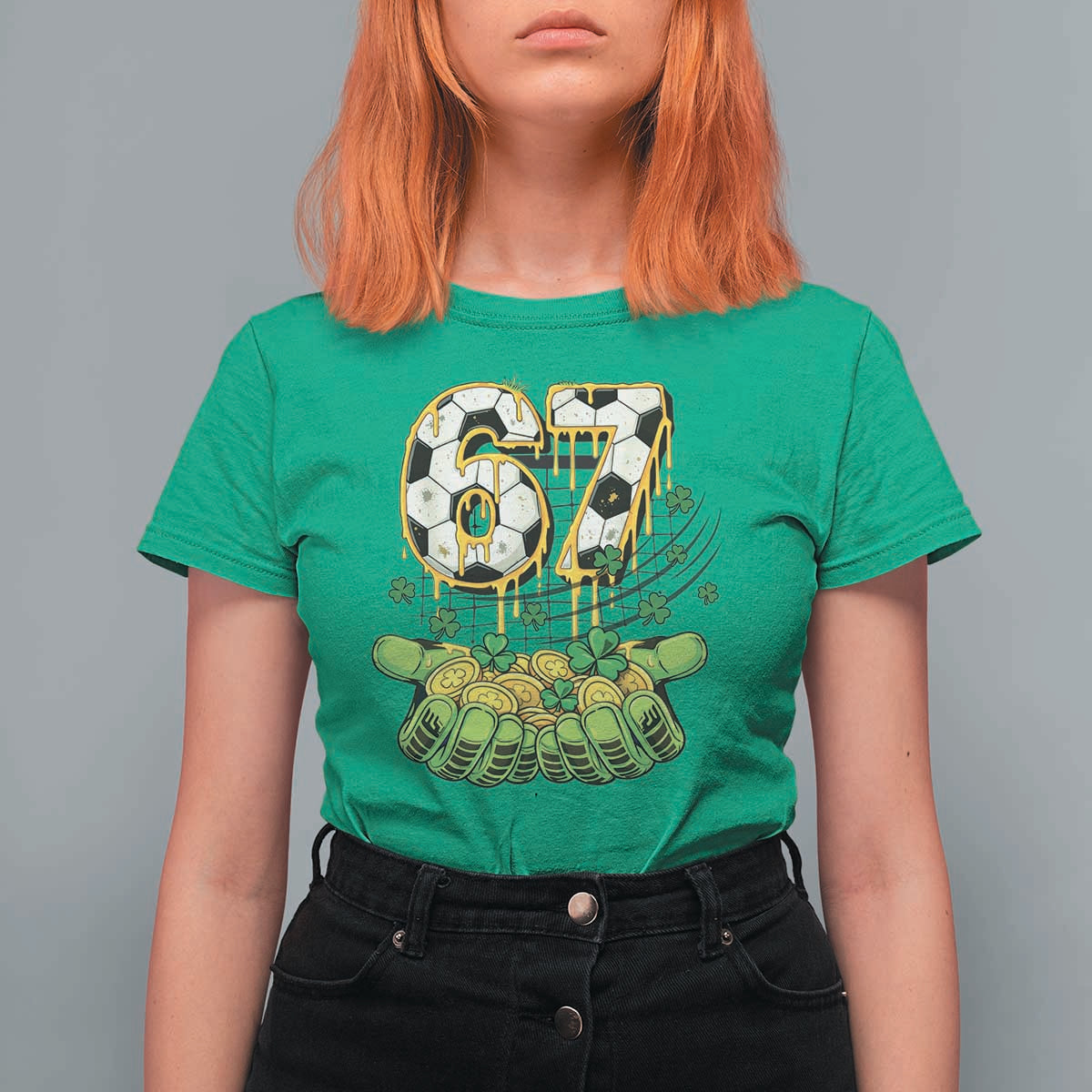 67 Soccer St Patricks Day T Shirt For Women Funny Six Seven Gen Alpha Meme Drip