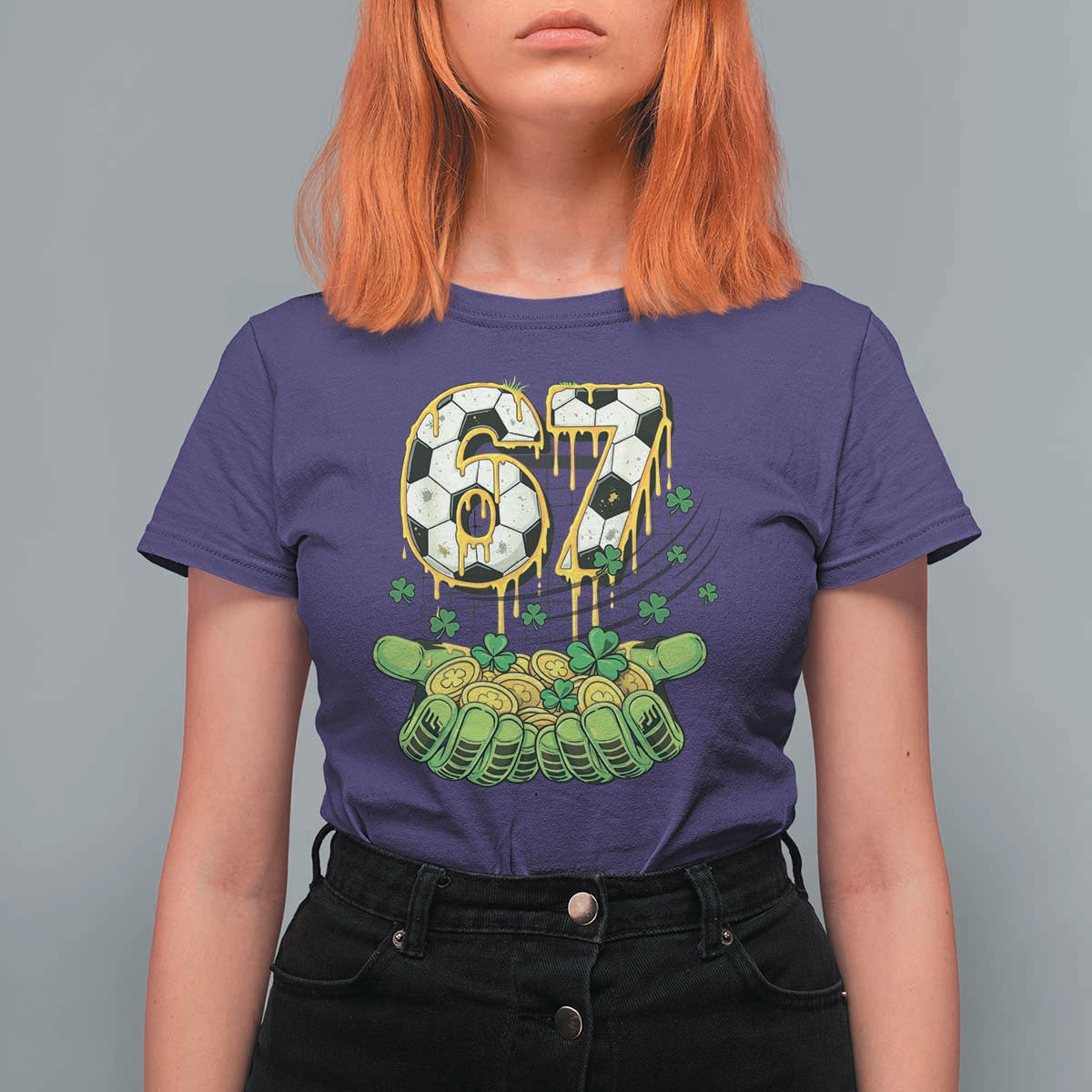 67 Soccer St Patricks Day T Shirt For Women Funny Six Seven Gen Alpha Meme Drip