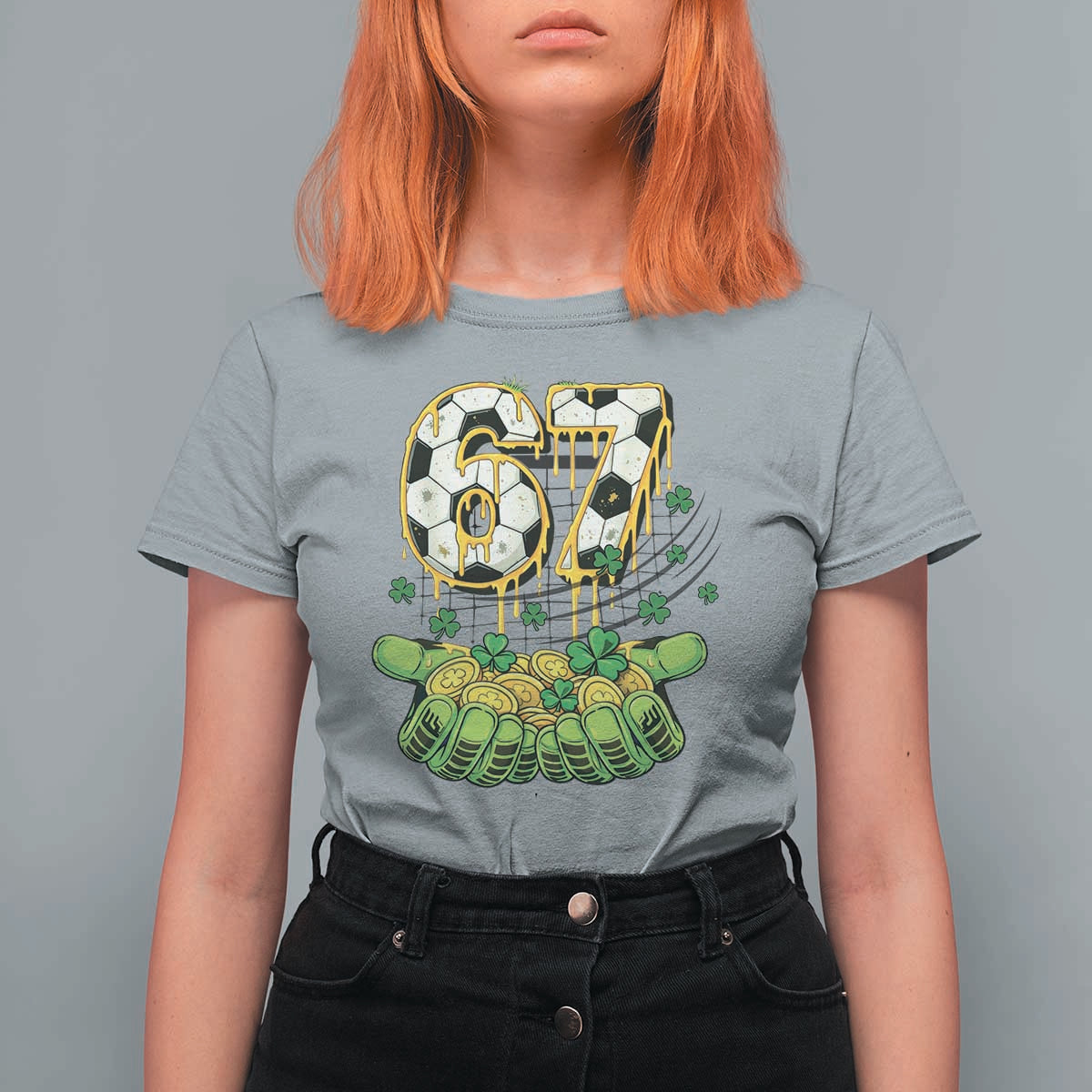67 Soccer St Patricks Day T Shirt For Women Funny Six Seven Gen Alpha Meme Drip
