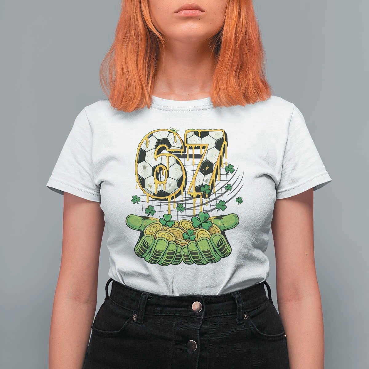 67 Soccer St Patricks Day T Shirt For Women Funny Six Seven Gen Alpha Meme Drip