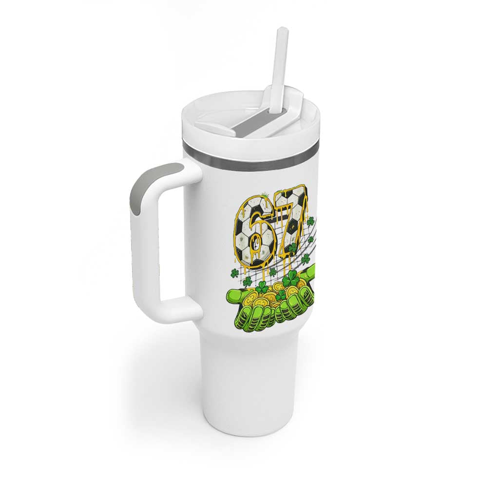 67 Soccer St Patricks Day Tumbler With Handle Funny Six Seven Gen Alpha Meme Drip