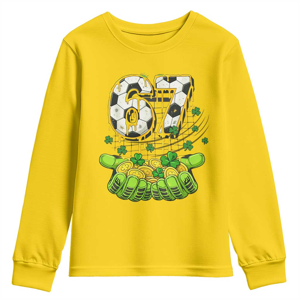67 Soccer St Patricks Day Youth Sweatshirt Funny Six Seven Gen Alpha Meme Drip