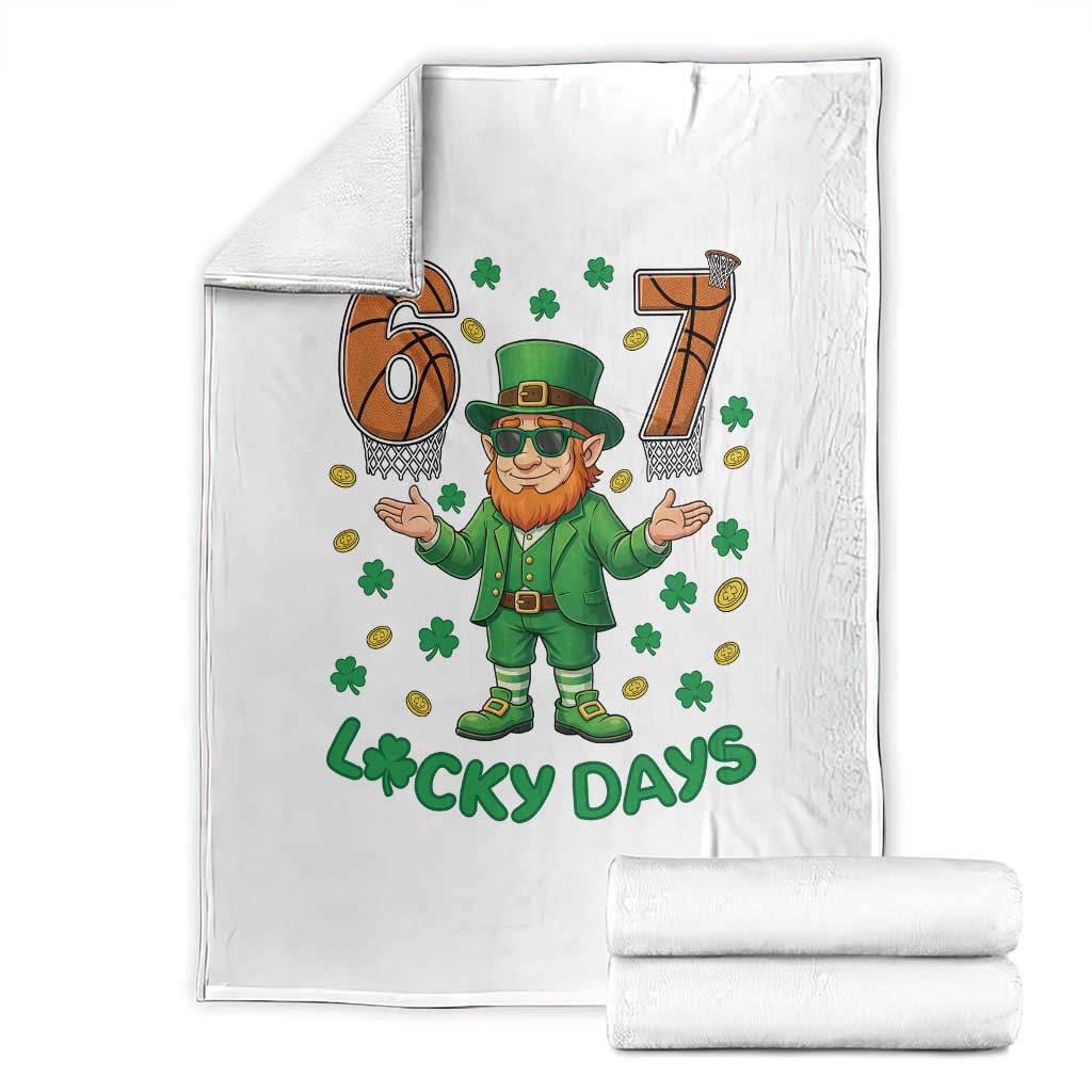 67 Basketball St Patricks Day Throw Blanket Funny Six Seven Leprechaun Meme