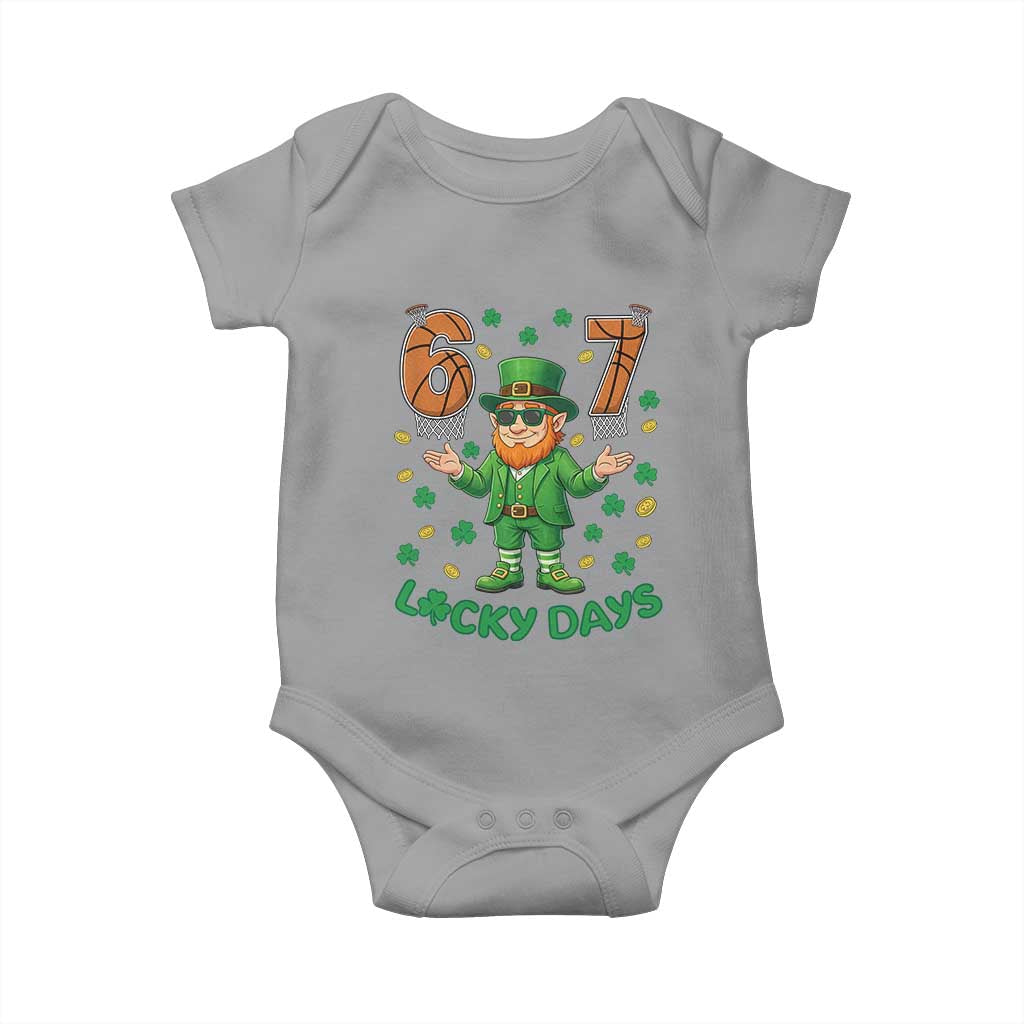 67 Basketball St Patricks Day Baby Onesie Funny Six Seven Leprechaun Meme