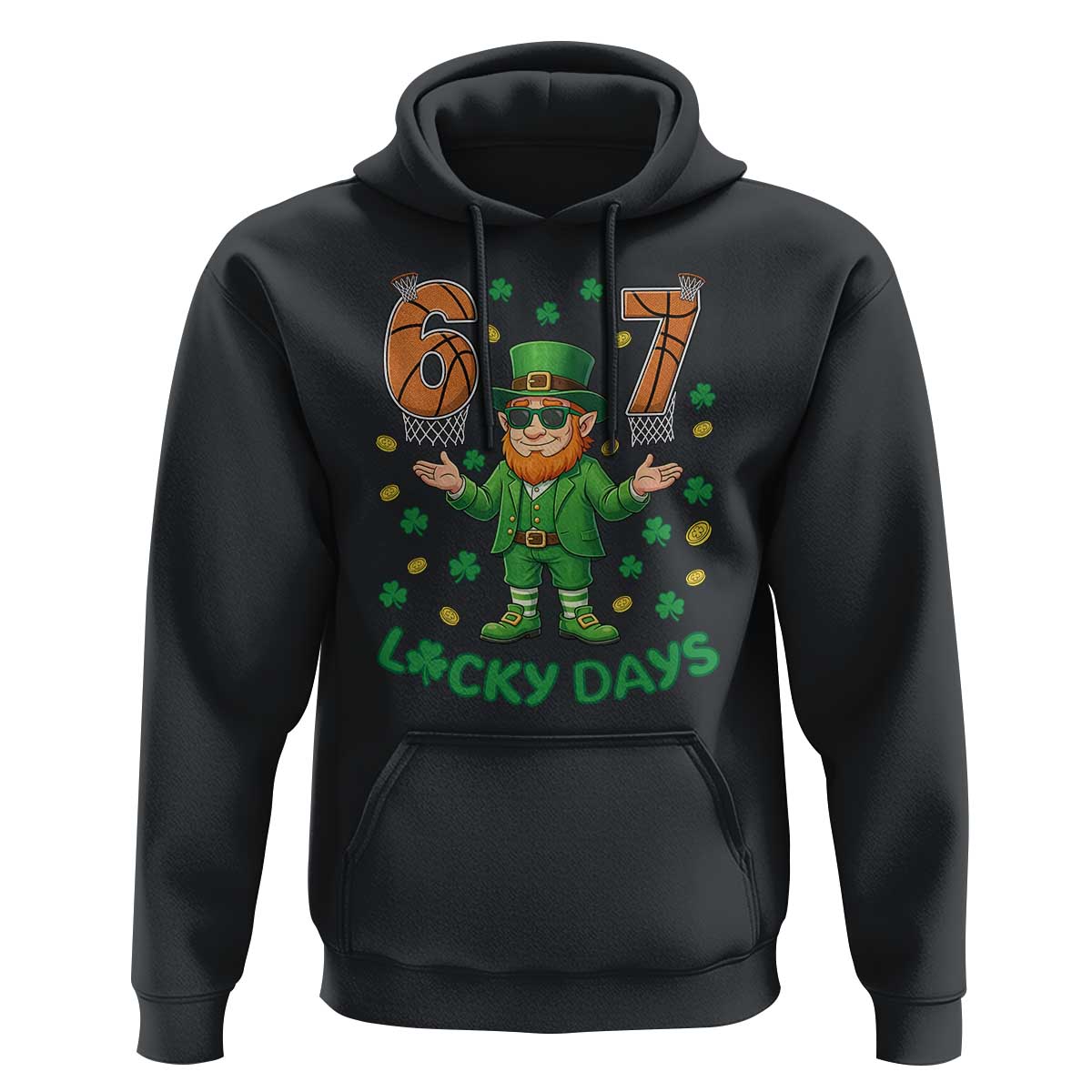 67 Basketball St Patricks Day Hoodie Funny Six Seven Leprechaun Meme