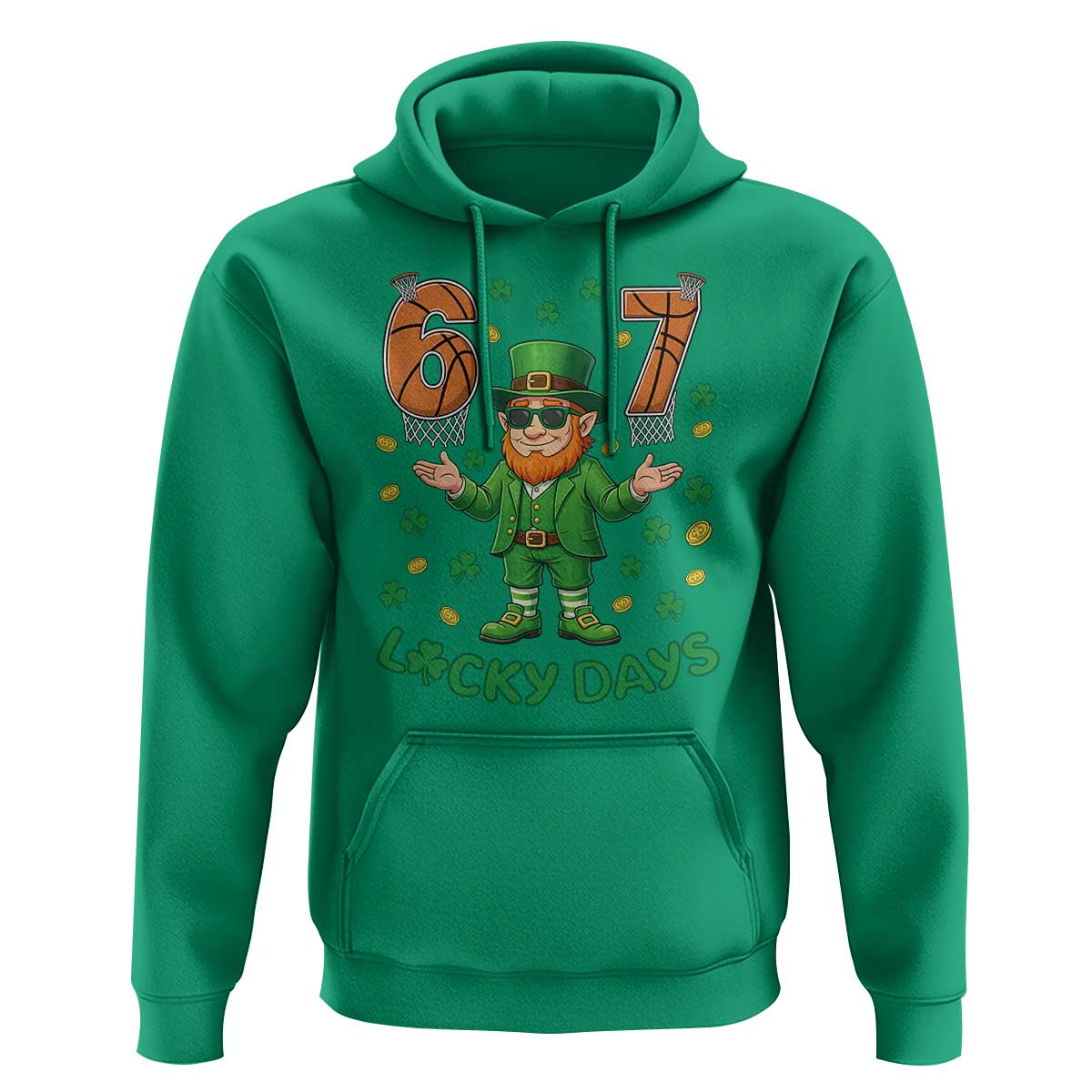67 Basketball St Patricks Day Hoodie Funny Six Seven Leprechaun Meme