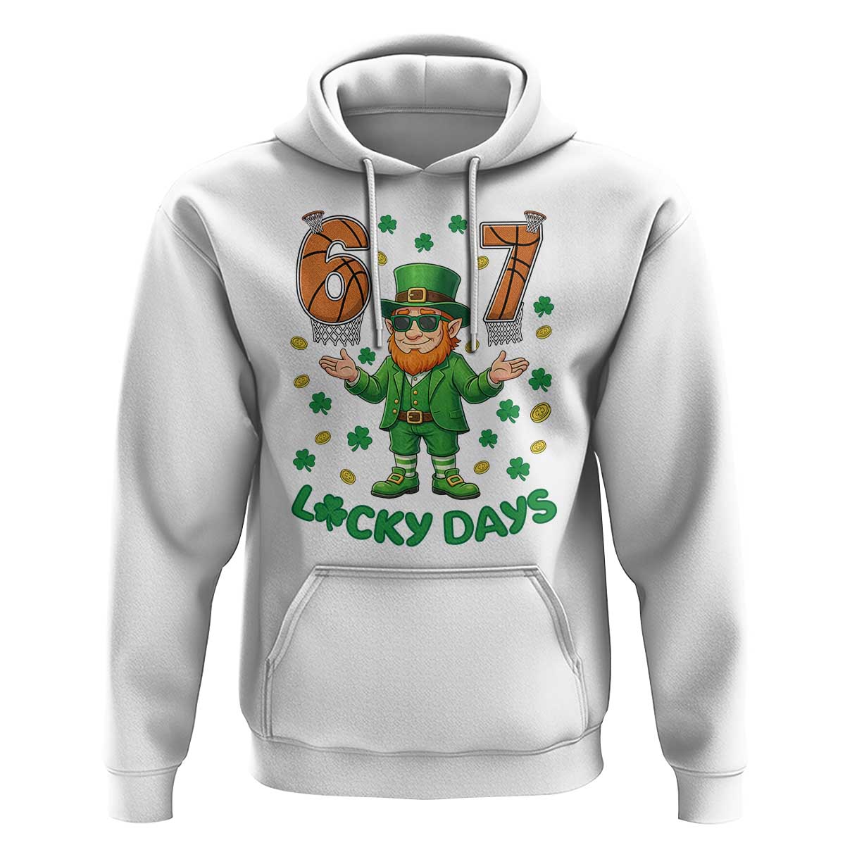 67 Basketball St Patricks Day Hoodie Funny Six Seven Leprechaun Meme