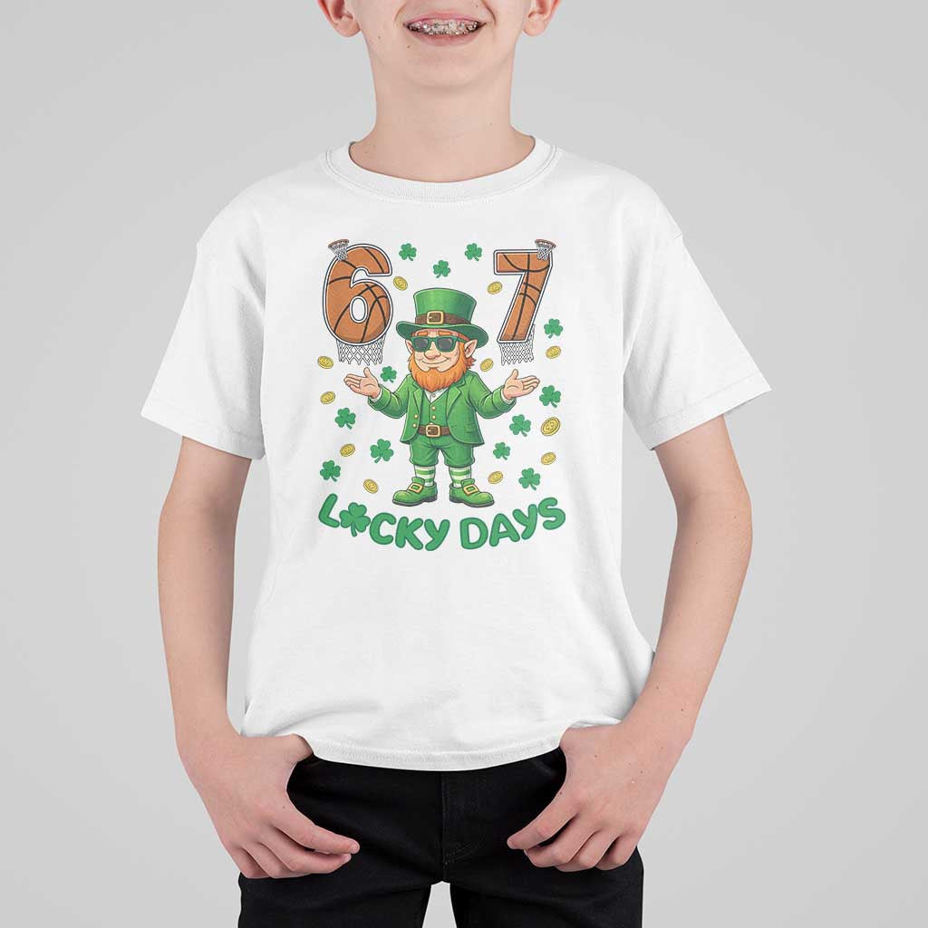 67 Basketball St Patricks Day T Shirt For Kid Funny Six Seven Leprechaun Meme