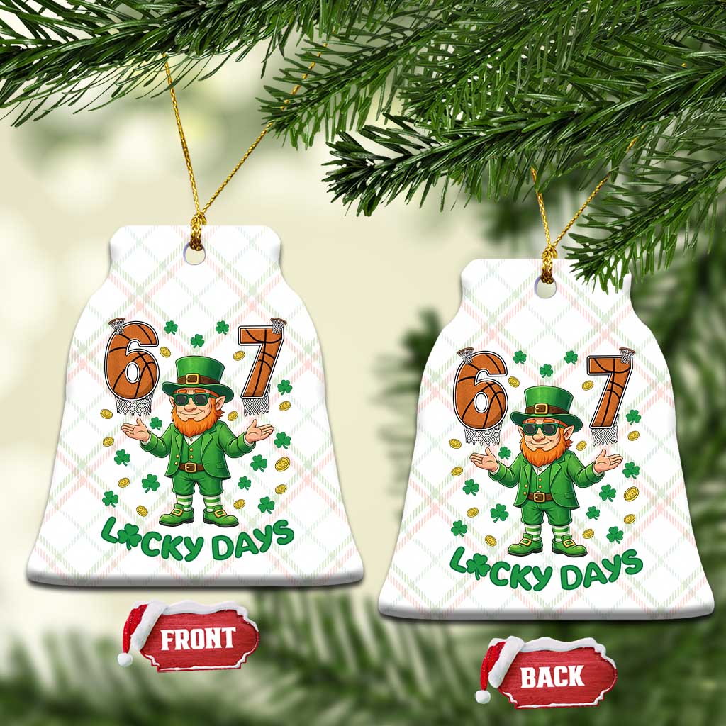 67 Basketball St Patricks Day Ceramic Ornament Funny Six Seven Leprechaun Meme