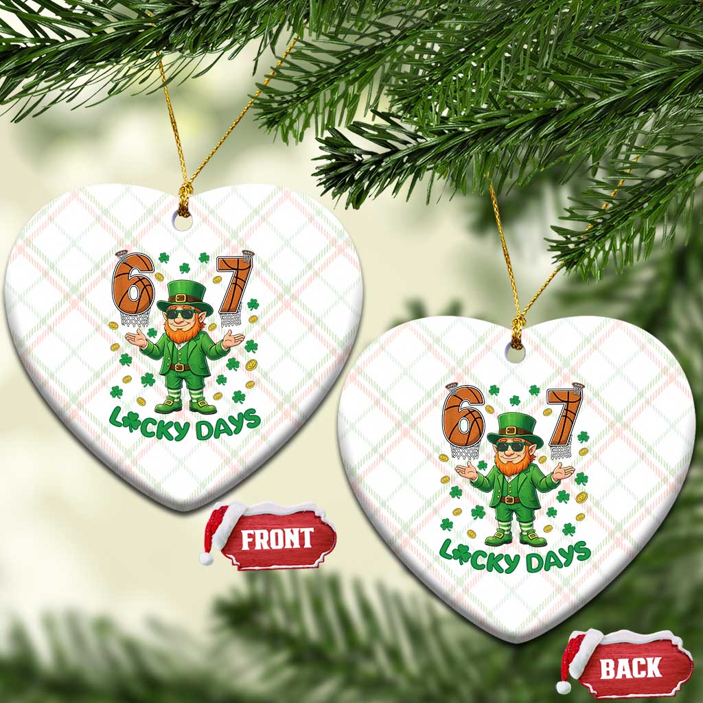 67 Basketball St Patricks Day Ceramic Ornament Funny Six Seven Leprechaun Meme
