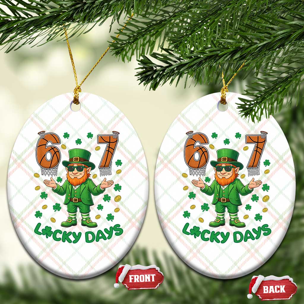 67 Basketball St Patricks Day Ceramic Ornament Funny Six Seven Leprechaun Meme