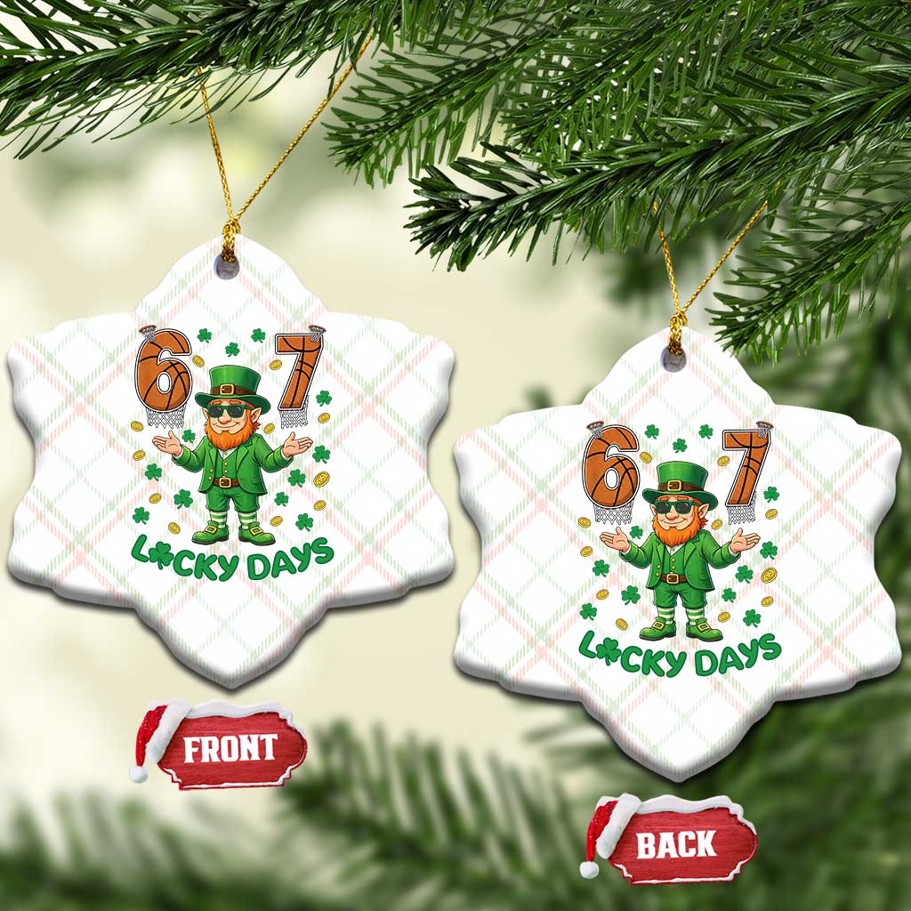67 Basketball St Patricks Day Ceramic Ornament Funny Six Seven Leprechaun Meme