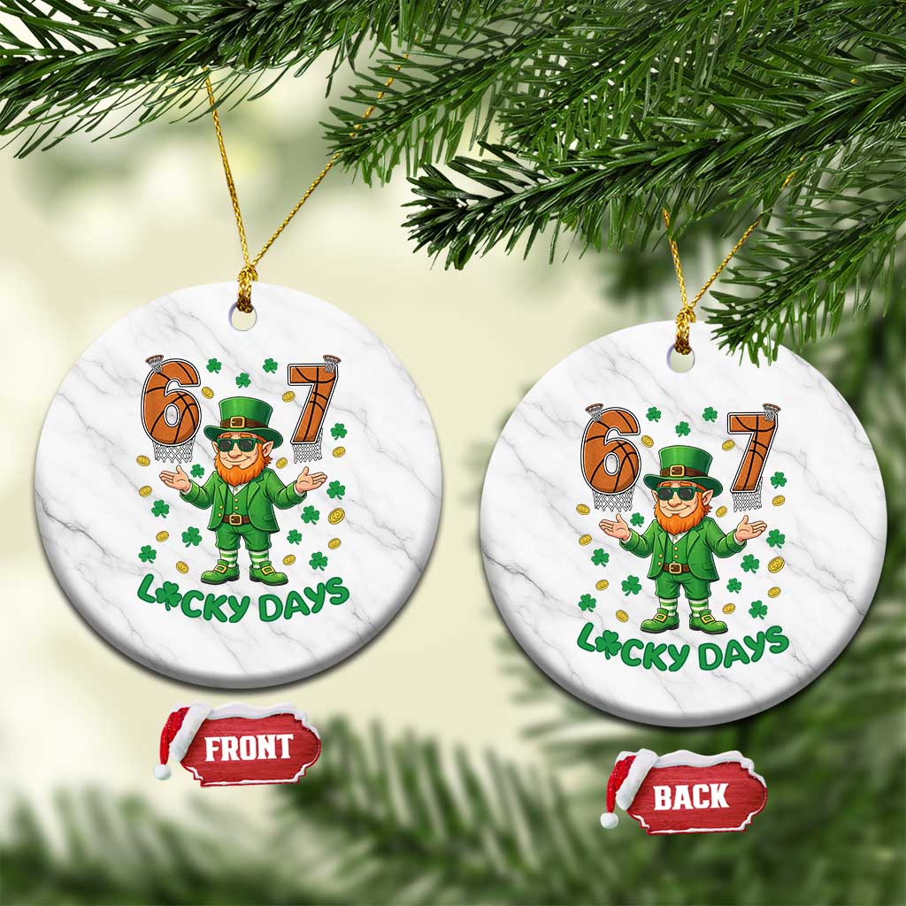 67 Basketball St Patricks Day Ceramic Ornament Funny Six Seven Leprechaun Meme