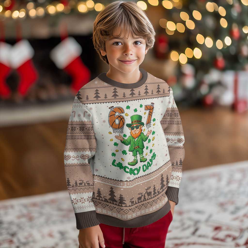 67 Basketball St Patricks Day Ugly Christmas Sweater Funny Six Seven Leprechaun Meme