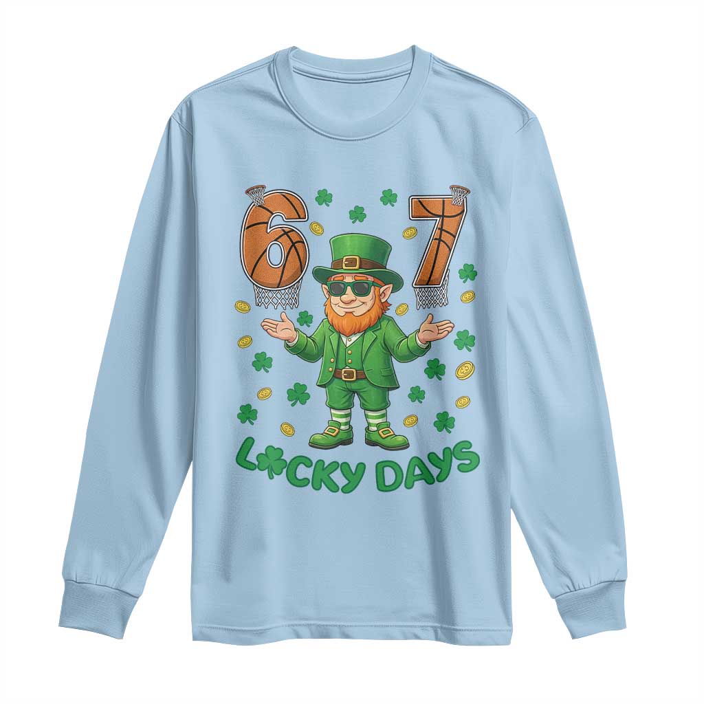 67 Basketball St Patricks Day Long Sleeve Shirt Funny Six Seven Leprechaun Meme