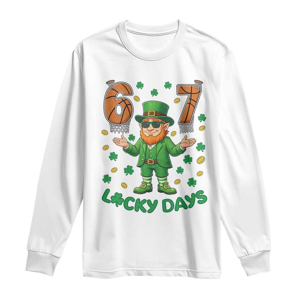 67 Basketball St Patricks Day Long Sleeve Shirt Funny Six Seven Leprechaun Meme
